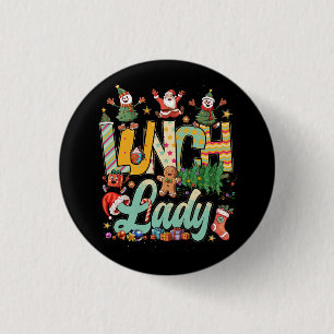 Lunch Lady Christmas Tree Santa Matching Xmas Lunc 3 Cm Round Badge