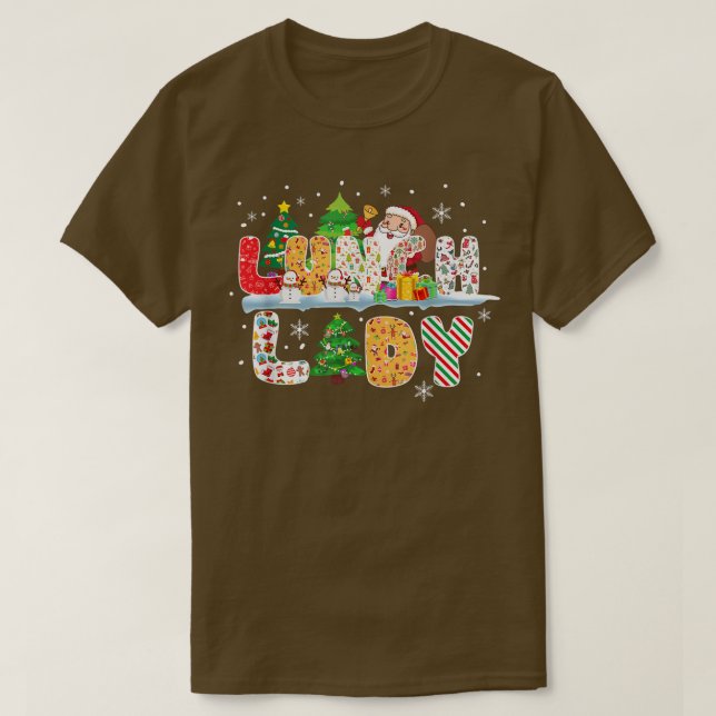 Lunch Lady Christmas Tree Santa Matching Xmas Lunc T-Shirt (Design Front)