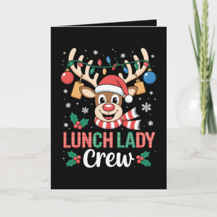Lunch Lady Crew Christmas Reindeer Xmas Lights Card