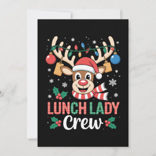 Lunch Lady Crew Christmas Reindeer Xmas Lights Invitation