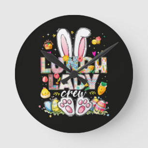 Lunch Lady Crew Funny Bunny Round Clock