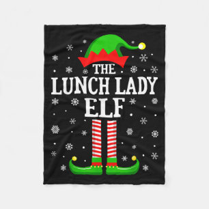 Lunch Lady Elf Funny Christmas Family Matching  Fleece Blanket
