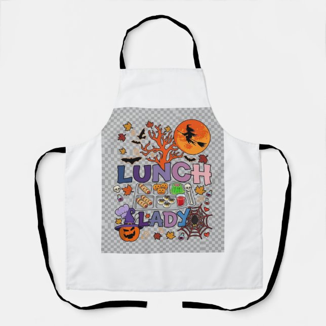 Lunch Lady Halloween Witch Moon Pumpkin_1 Apron (Front)
