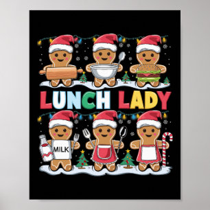 Lunch Lady Job Christmas Colourful Group Santa Gin Poster