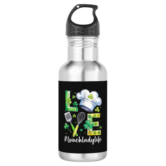  Lunch Lady Life Happy St Patricks Day 532 Ml Water Bottle (Front)