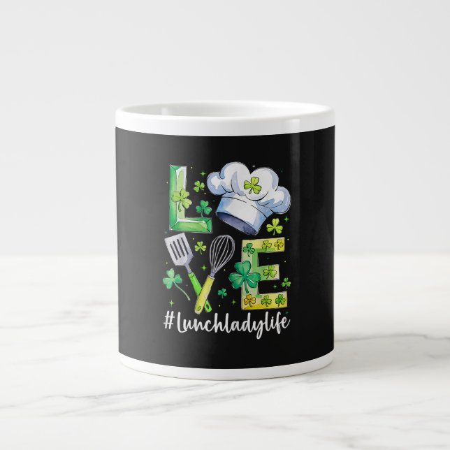  Lunch Lady Life Happy St Patricks Day Large Coffee Mug (Front)