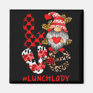 Lunch Lady Love Gnome Heart Valentines Day Cafeter Magnet