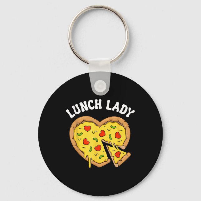 Lunch Lady Pizza Heart School Cafeteria Worker Key Ring (Front)
