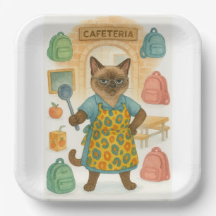 Lunch Lady Retirement for Cat Lovers Cafeteria Paper Plate