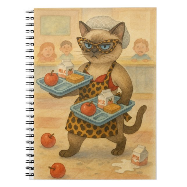 Lunch Lady serving food in school  Notebook (Front)