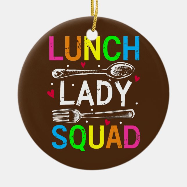 Lunch Lady Squad Design Cafeteria Crew Lunch Lady Ceramic Tree Decoration (Front)