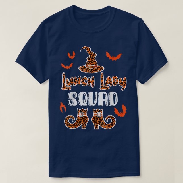 Lunch Lady Squad Leopard Witchs Hat Halloween Lunc T-Shirt (Design Front)