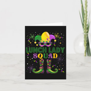 Lunch Lady Squad Mardi Gras Masked Proud Job Team Card