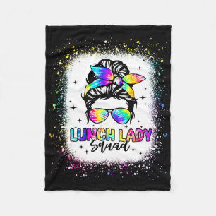 Lunch Lady Squad Messy Bun Girl First Day Ck To Sc Fleece Blanket