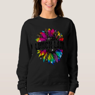 Lunch Lady Sunflower Leopard Tie Dye Back To Schoo Sweatshirt