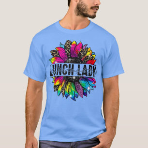 Lunch Lady Sunflower Leopard Tie Dye Back To Schoo T-Shirt