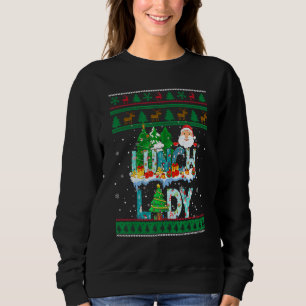 Lunch Lady Ugly Christmas Tree Santa Matching Xmas Sweatshirt