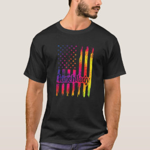 Lunch Lady Us Flag School Cafeteria Worker T-Shirt
