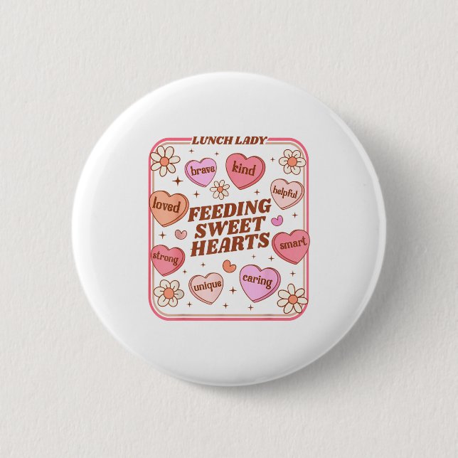 Lunch Lady Valentines Day Retro Cute Cafeteria Swe 6 Cm Round Badge (Front)