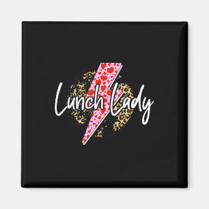 Lunch Lady Valentines Leopard Print Hearts Xoxo Pi Magnet