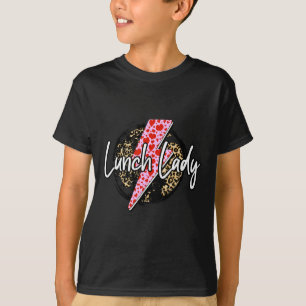 Lunch Lady Valentines Leopard Print Hearts Xoxo Pi T-Shirt