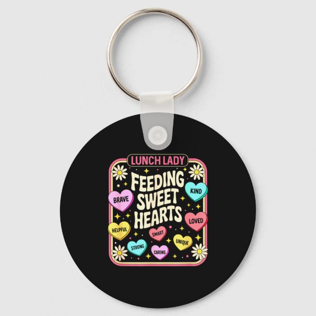 Lunch lady valentines retro cute cafeteriaLunch la Key Ring (Front)