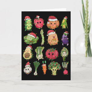 Lunch Lady Vegetable Food Christmas Tree Fun Xmas Card