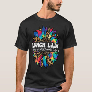 Lunch Lady Work Cafeteria Sunflower Leopard Thanks T-Shirt