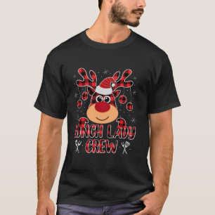 Lunch Lady Xmas Pyjamas Buffalo Plaid Christmas Cr T-Shirt