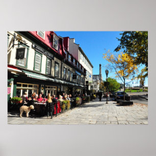 Lunch Vieux Quebec City Street Canada Poster