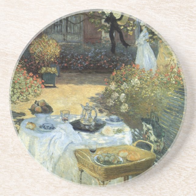 Luncheon by Claude Monet, Vintage Impressionism Coaster (Front)