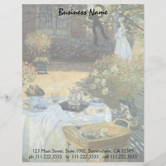 Luncheon by Claude Monet, Vintage Impressionism Personalized Letterhead (Front)