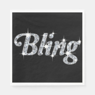 Luncheon Napkin Featuring Faux Diamond Bling Desig