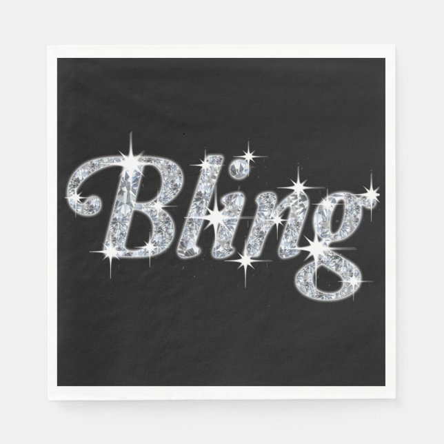 Luncheon Napkin Featuring Faux Diamond Bling Desig (Front)