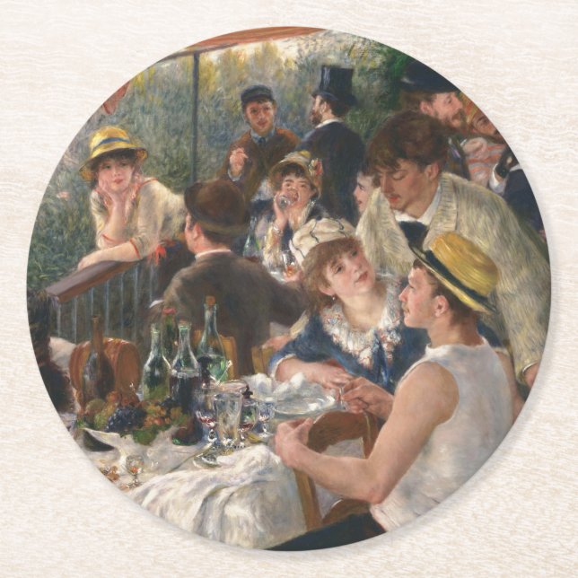 Luncheon of the Boating Party - Auguste Renoir Round Paper Coaster (Front)