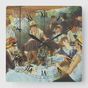 Luncheon of the Boating Party by Pierre Renoir Square Wall Clock