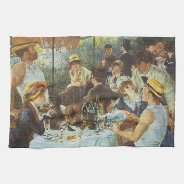 Luncheon of the Boating Party by Pierre Renoir Tea Towel (Horizontal)