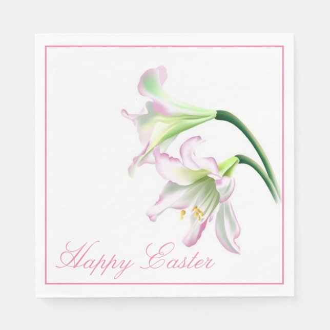 Luncheon Paper Napkins-Easter Lily Napkin (Front)