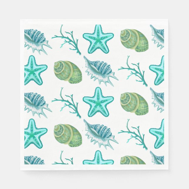 Luncheon Paper Napkins-Shells Napkin (Front)
