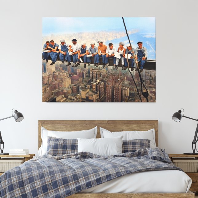 Lunchtime Atop a Skyscraper Remastered 1932 Canvas Print (Insitu(Bedroom))