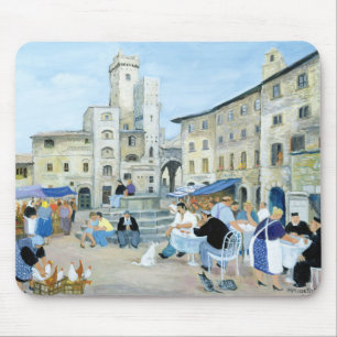 Lunchtime in a Market Square Tuscany Mouse Pad