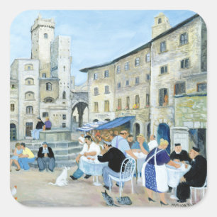 Lunchtime in a Market Square Tuscany Sticker