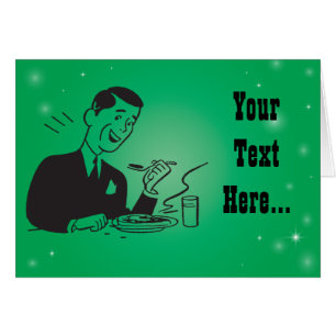 Lunchtime Man Eats Meal Retro Vintage Template