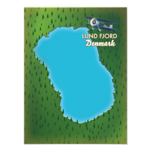 Lund Fjord Denmark map Photo Print