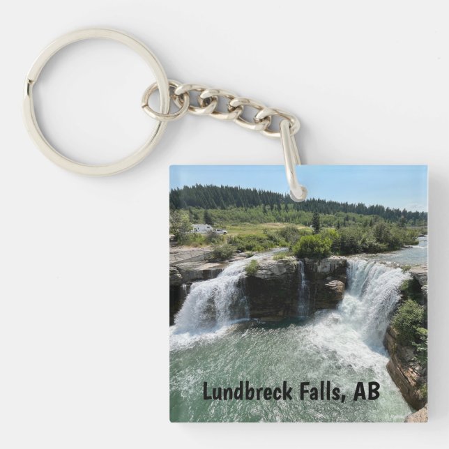 Lundbreck Falls - Alberta Scenery  Key Ring (Front)