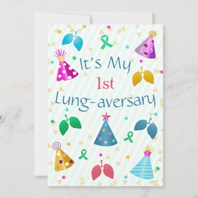 Lung-aversary Party Invitation Green Stripe (Front)