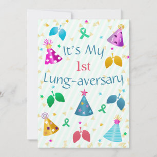 Lung-aversary Party Invitation Green Stripe