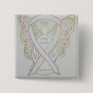 Lung Cancer Awareness Angel Ribbon Art Pin