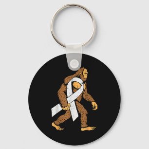Lung Cancer Awareness Bigfoot White Ribbon Suprt M Key Ring