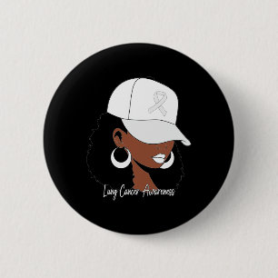 Lung Cancer Awareness Black Woman White Ribbon Lon 6 Cm Round Badge